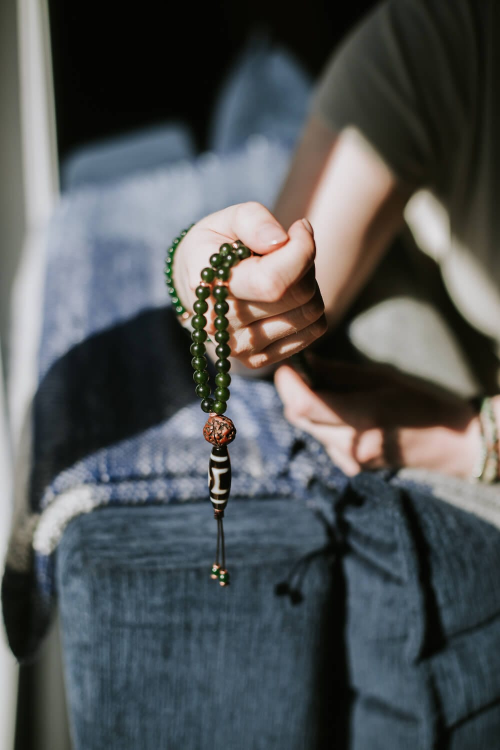 Sky Door Dzi Heart Chakra Jade Mala - Image 5