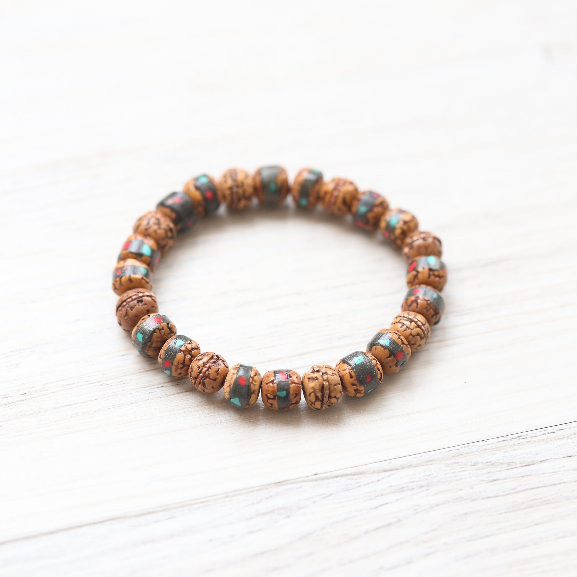 Art & Heritage Inlaid Rudraksha Bracelet - Image 2