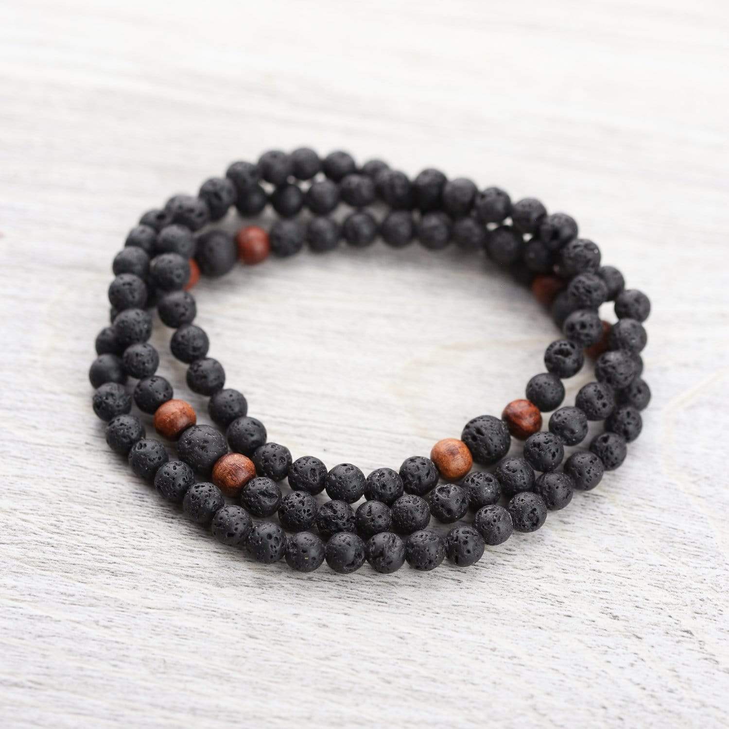 Lava Rock and Rosewood Tibetan Mala - Image 2