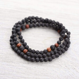 Lava Rock and Rosewood Tibetan Mala