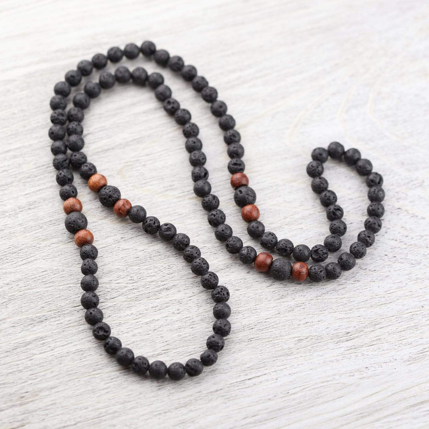Lava Rock and Rosewood Tibetan Mala - Image 5