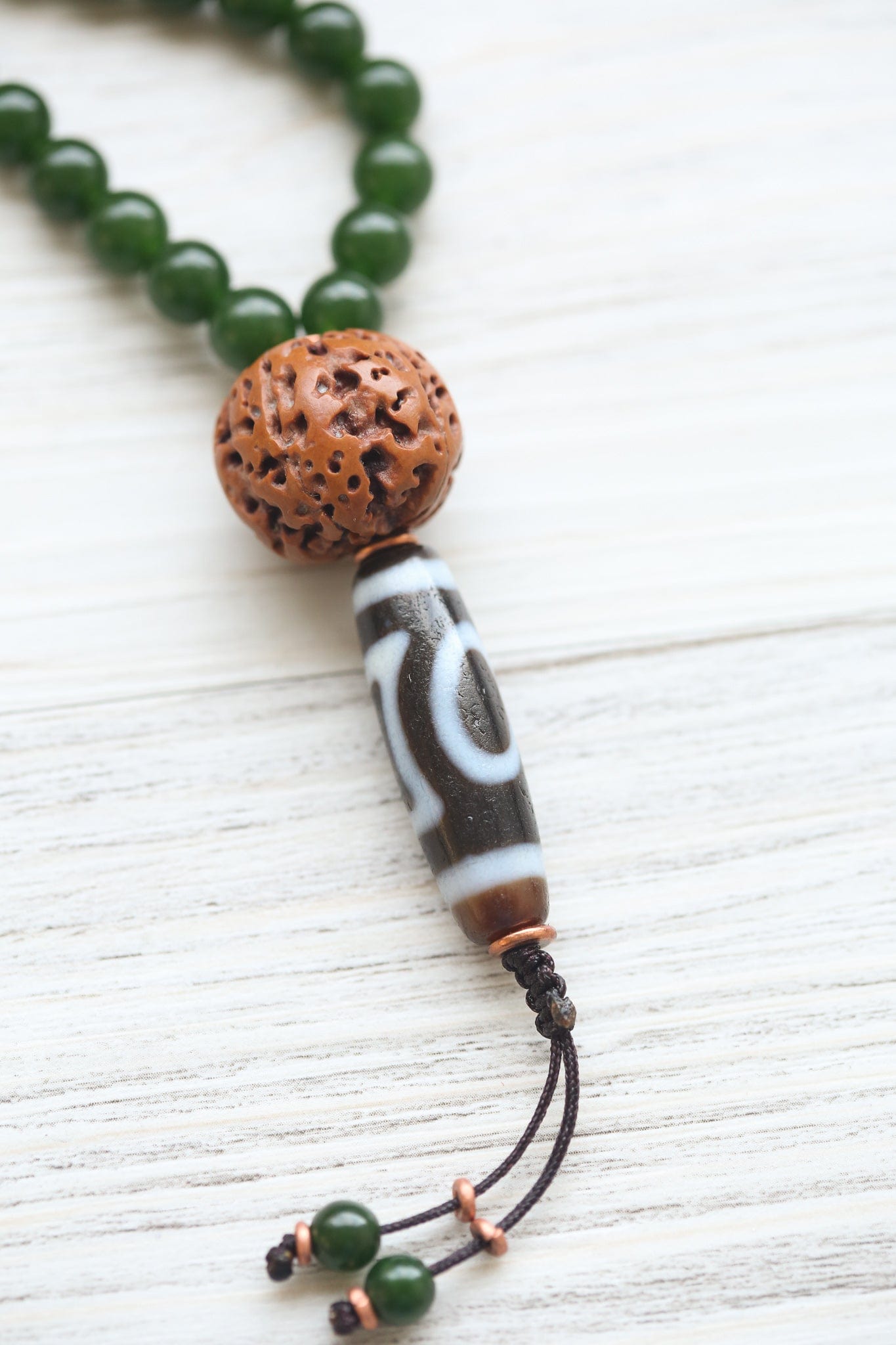 Sky Door Dzi Heart Chakra Jade Mala - Image 4