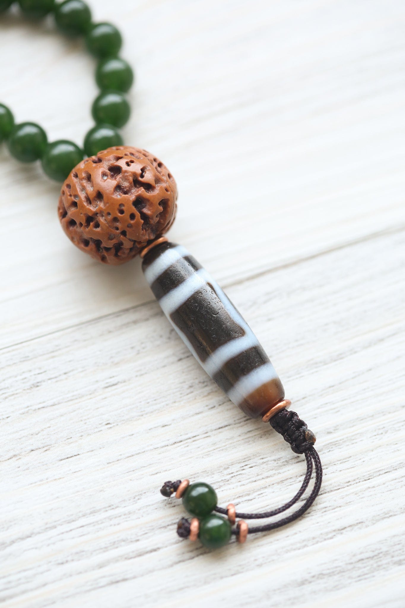 Sky Door Dzi Heart Chakra Jade Mala - Image 6