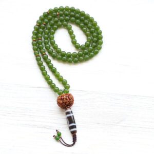 Sky Door Dzi Heart Chakra Jade Mala