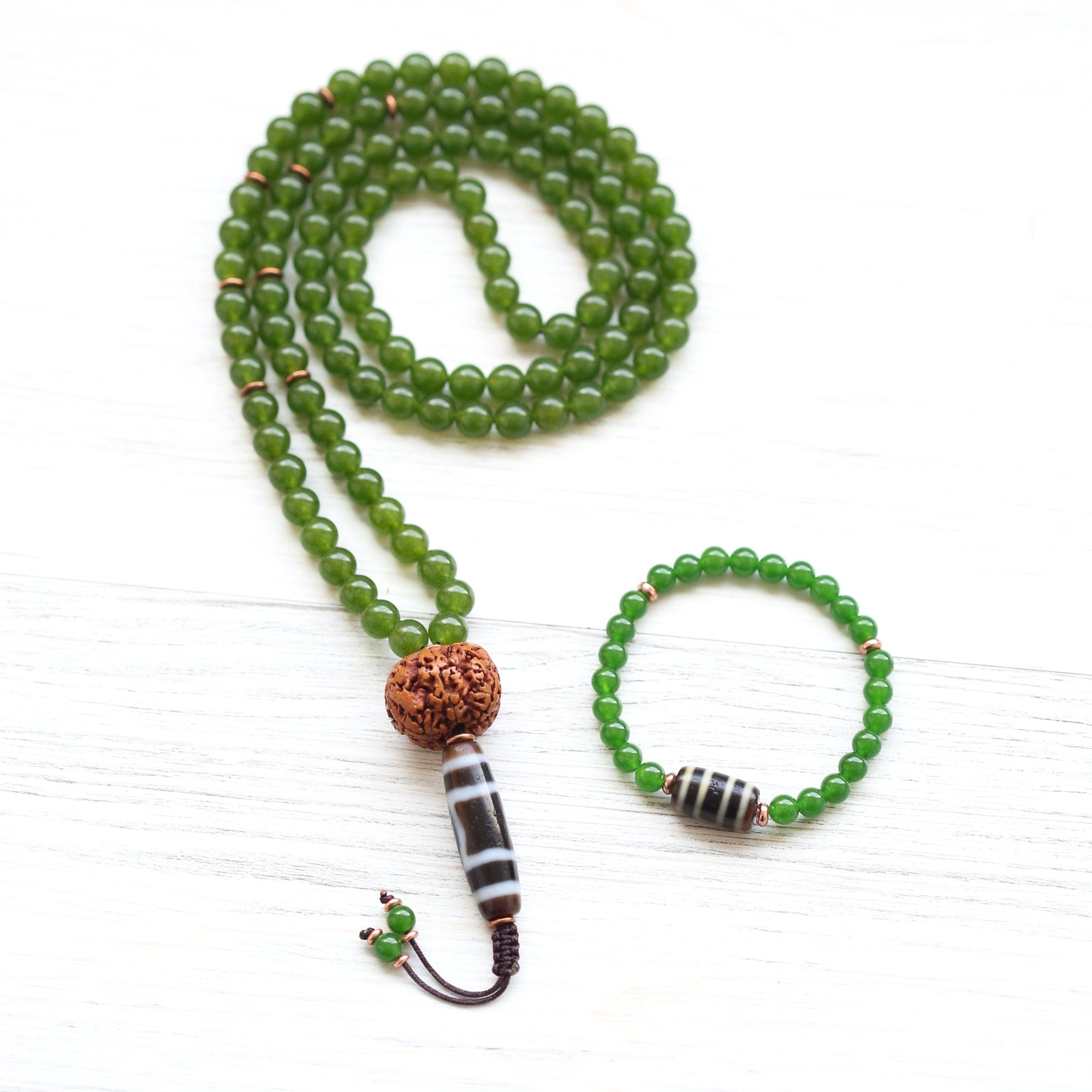 Sky Door Dzi Heart Chakra Jade Mala - Image 9