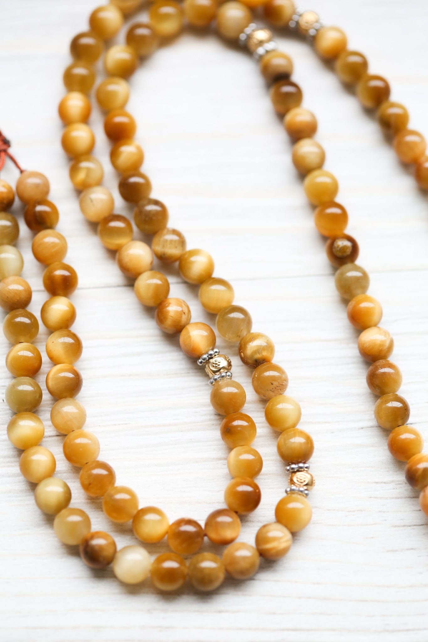 Sun Within Mala - Yellow Tiger Eye & Gau Locket - Image 4