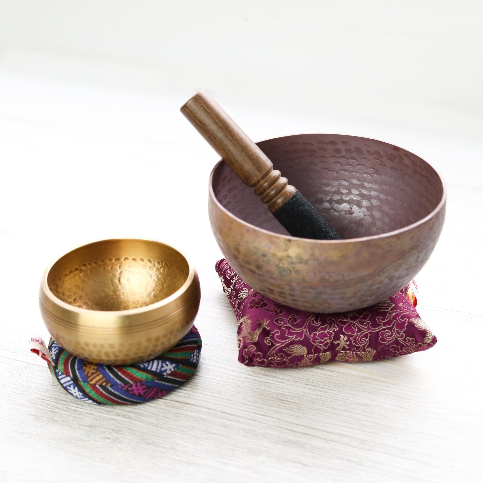 Tibetan Singing Bowl Duo: Hand Hammered & Fire Bowl Set - Image 8