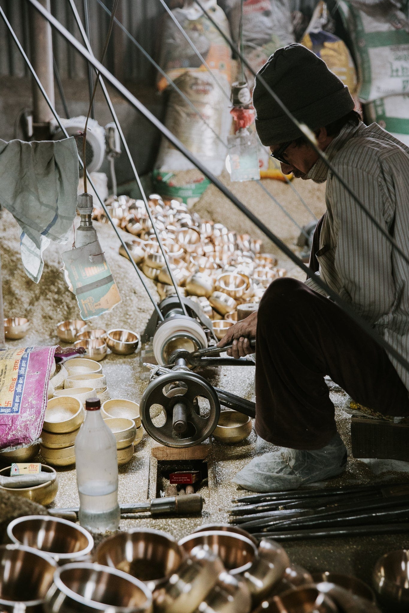 Large Hand Hammered Tibetan Bowl Set - Image 12