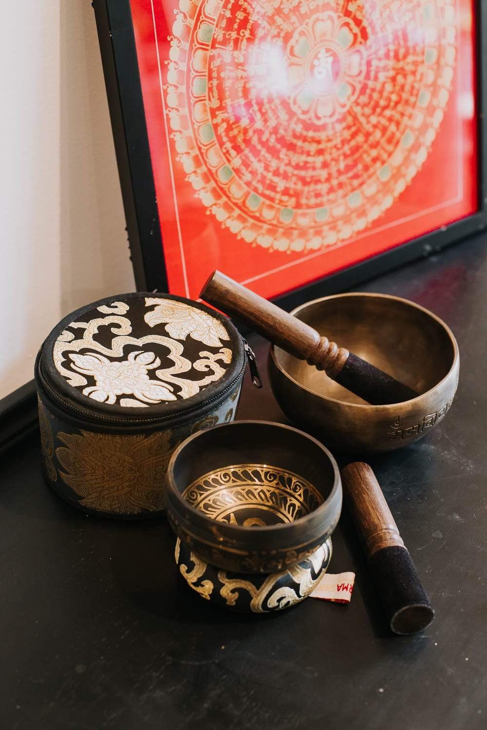 Tibetan Om Singing Bowl Set - Image 8