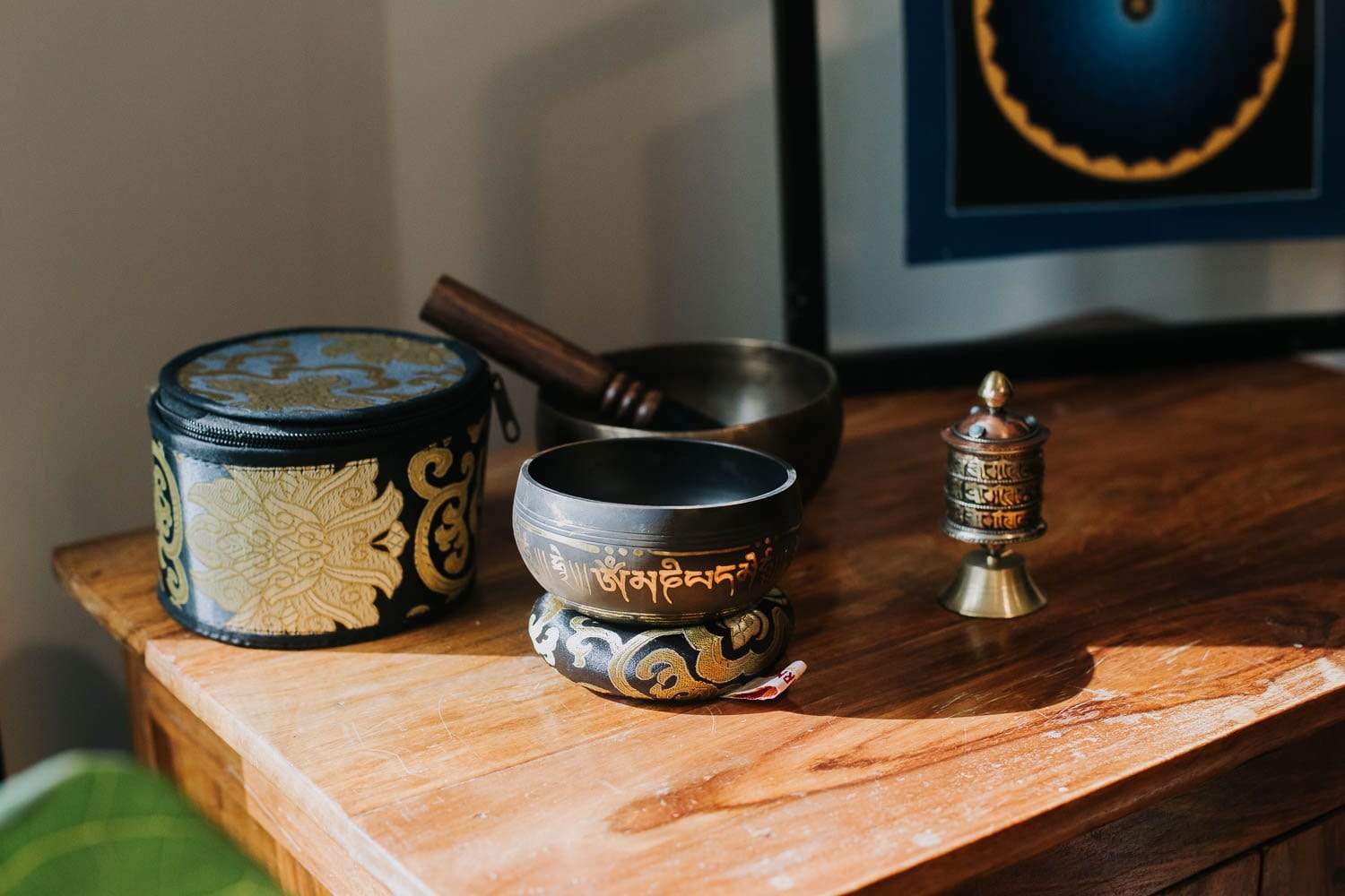 Tibetan Om Singing Bowl Set - Image 3