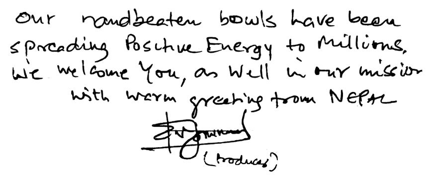 Handbeaten bowls message