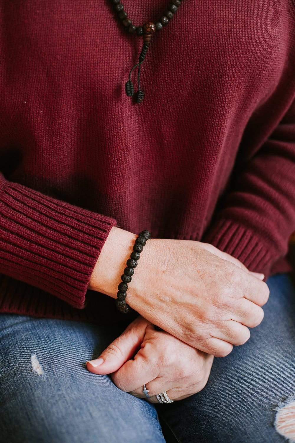 Aged Dark Rudraksha Wrist Mala - Image 5