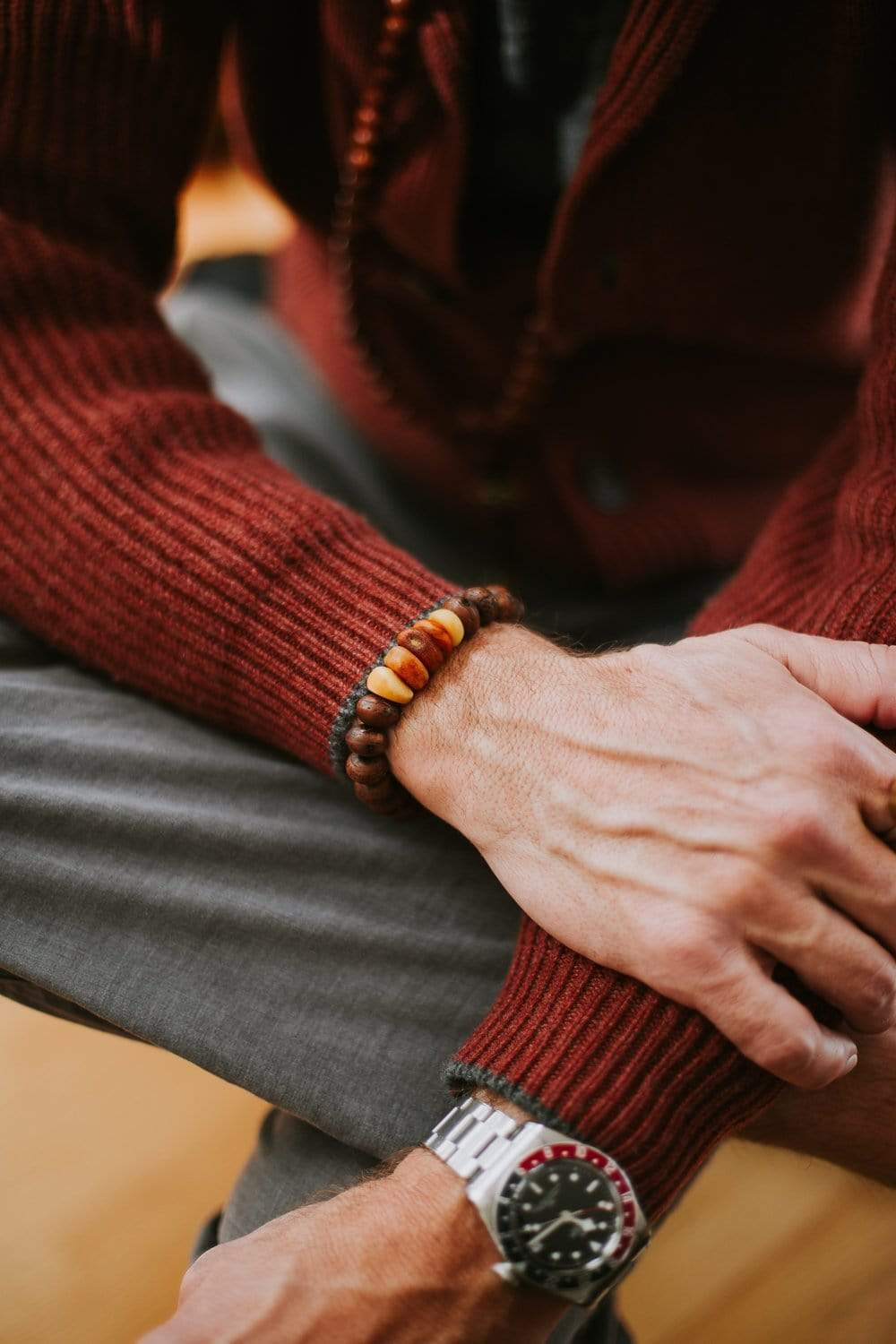Bodhi Seed and Amber Wrist Mala - Image 7