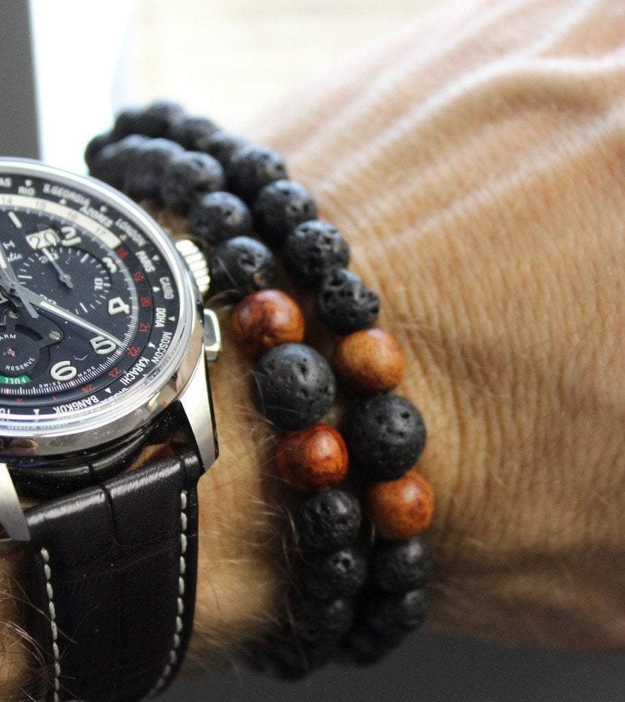 Double Wrap Lava Rock & Thai Wood Beads Mala Bracelet - Image 8