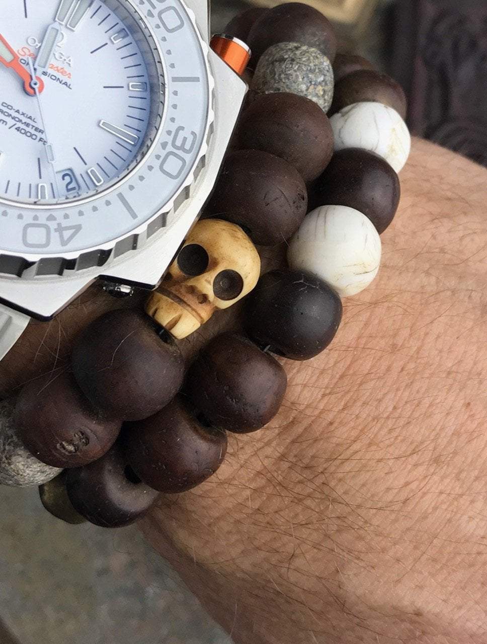 Tibetan Skull Mastodon & Rudraksha Wrist Mala - Image 9