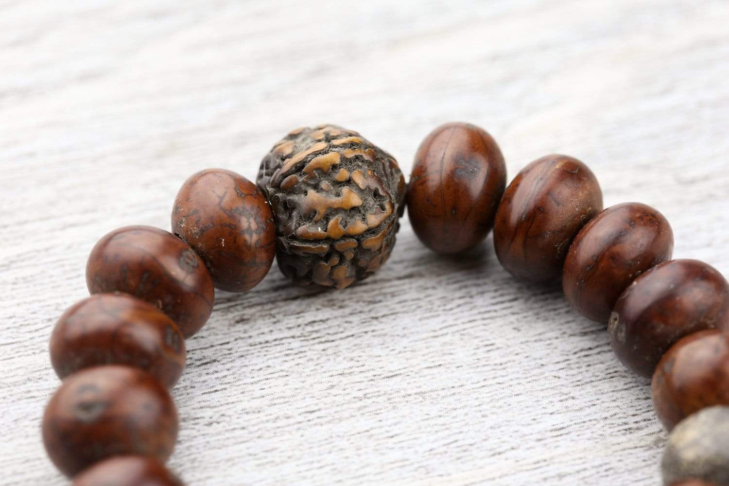 Tibetan Skull Mastodon & Rudraksha Wrist Mala - Image 6