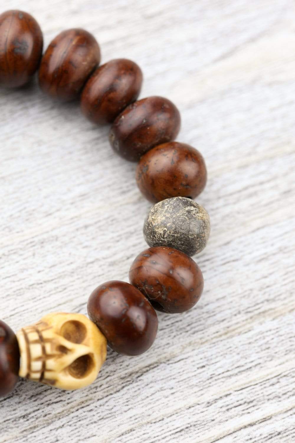 Tibetan Skull Mastodon & Rudraksha Wrist Mala - Image 7