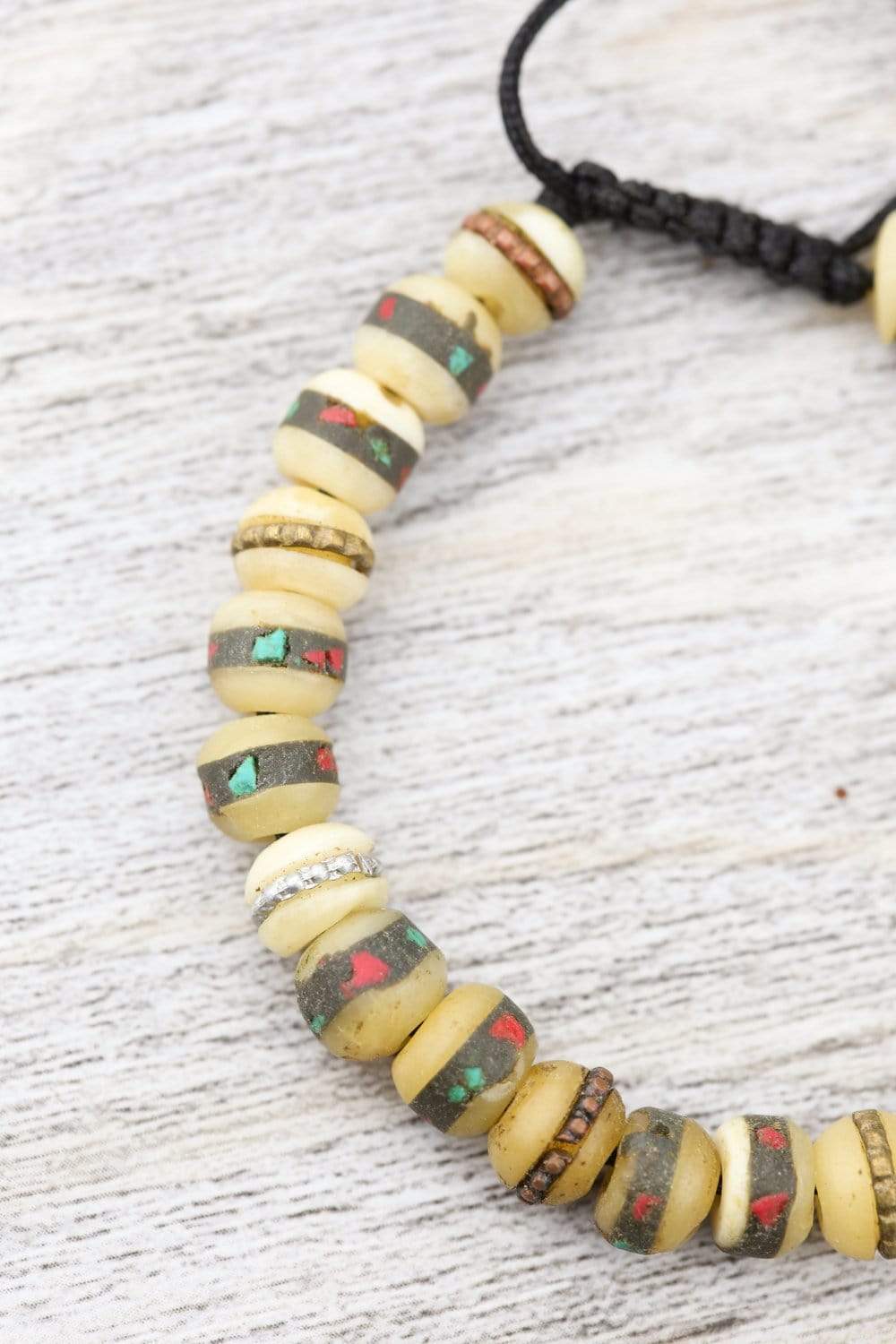 Traditional Inlaid Bone Wrist Mala - Image 8