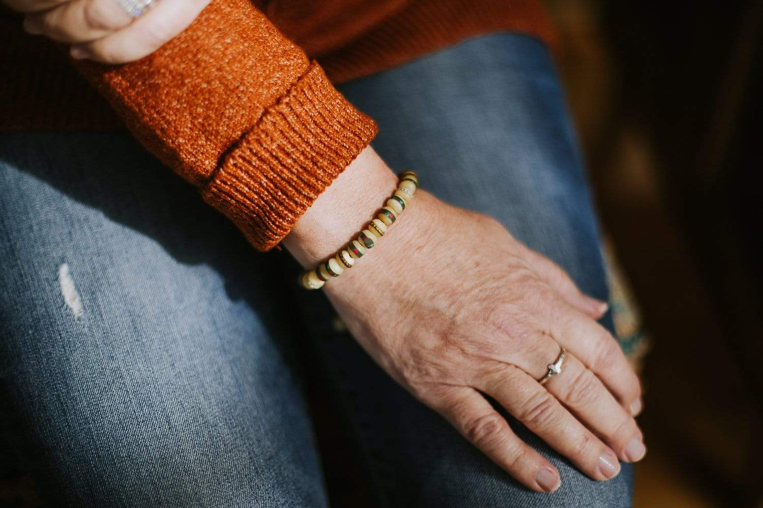 Traditional Inlaid Bone Wrist Mala - Image 6