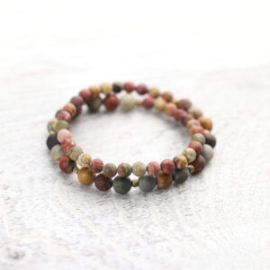 Earthy Riverstone Double Wrap Bracelet