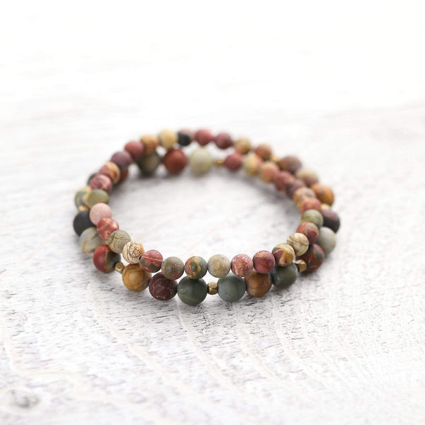 Earthy Riverstone Double Wrap Bracelet