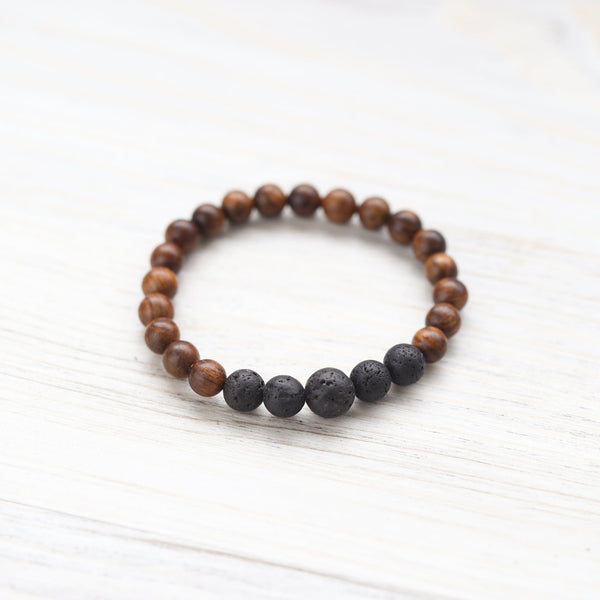 Healing Wood & Lava Rock Bracelet