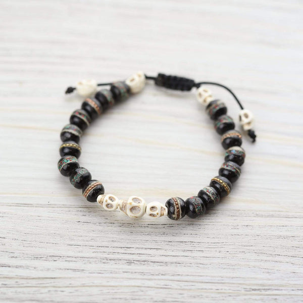 Inlaid Bone Impermanence Wrist Mala