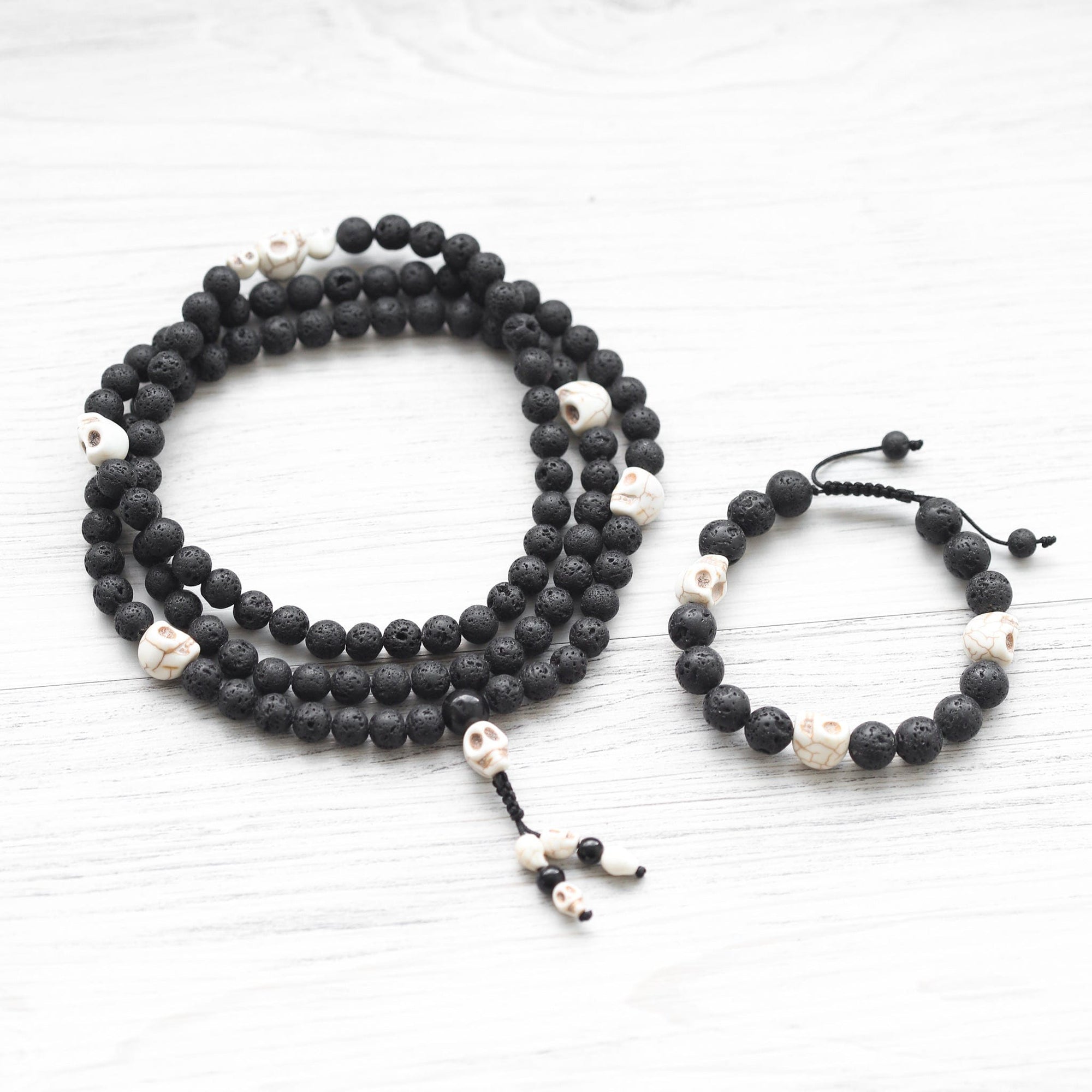 Lava & Skull Reflection Mala Bracelet - Image 9