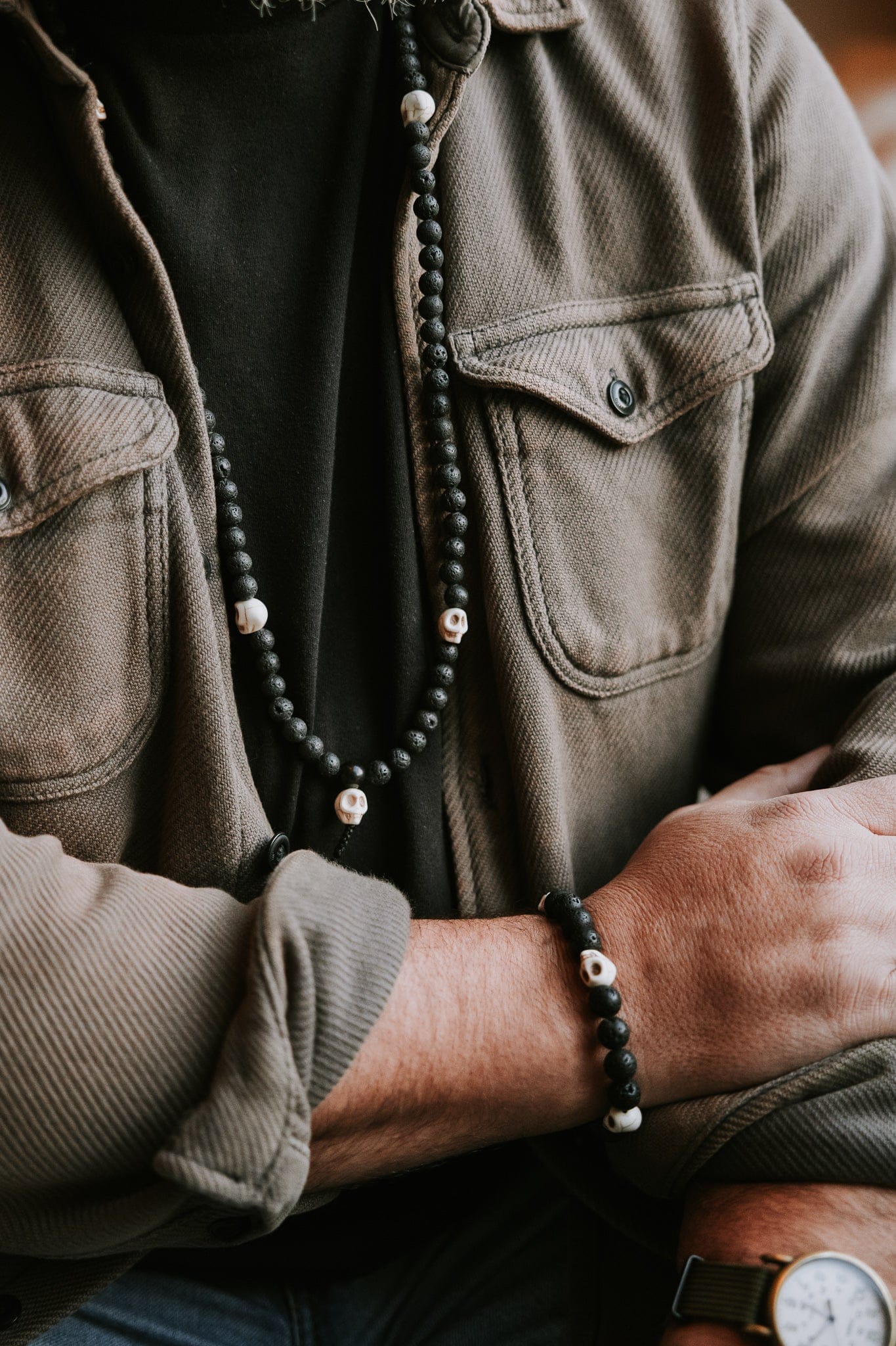 Lava & Skull Reflection Mala Bracelet - Image 6