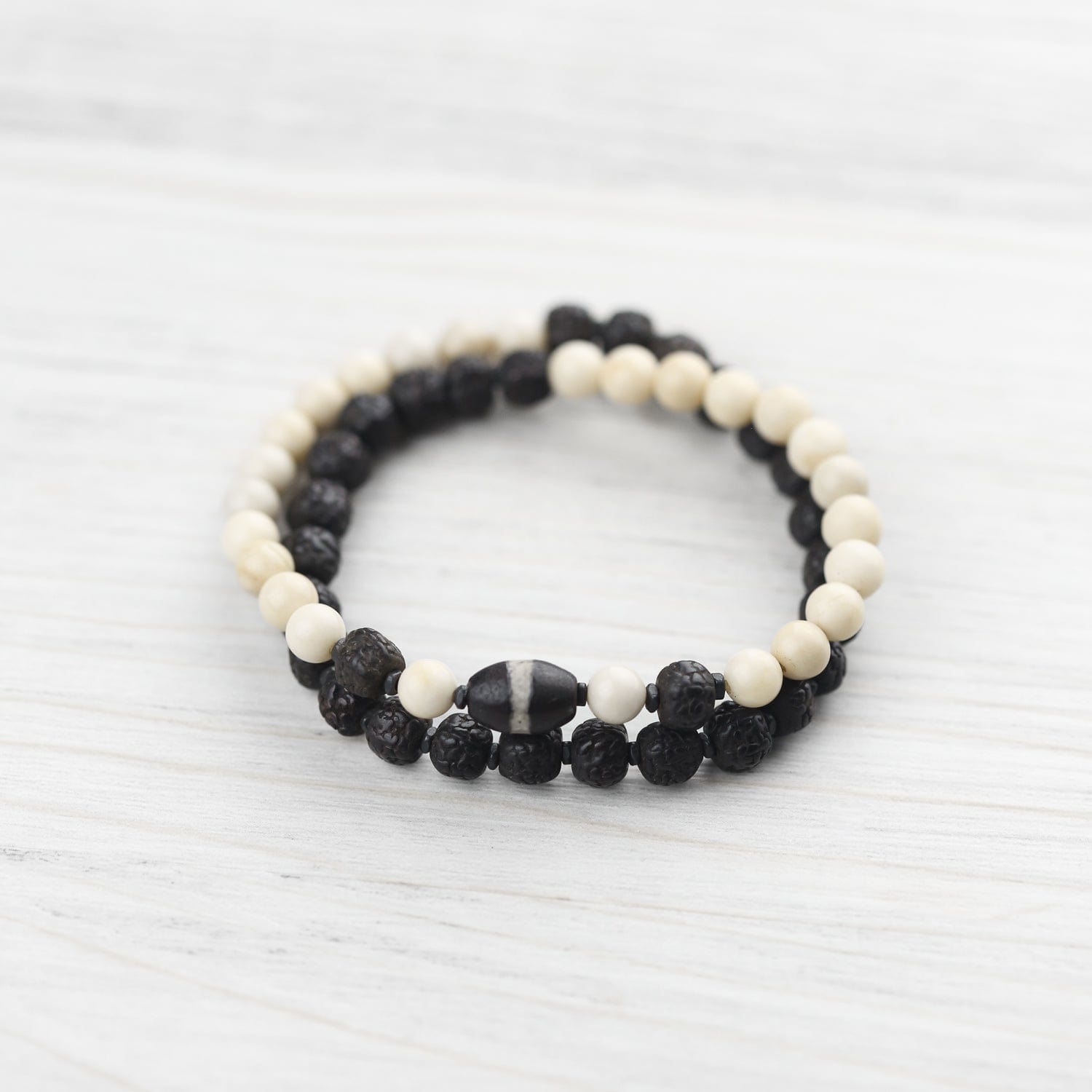 Medicine Buddha Dzi & Rudraksha Bracelet - Image 2