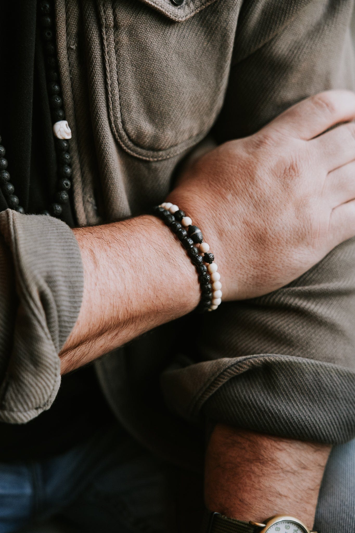 Medicine Buddha Dzi & Rudraksha Bracelet - Image 3