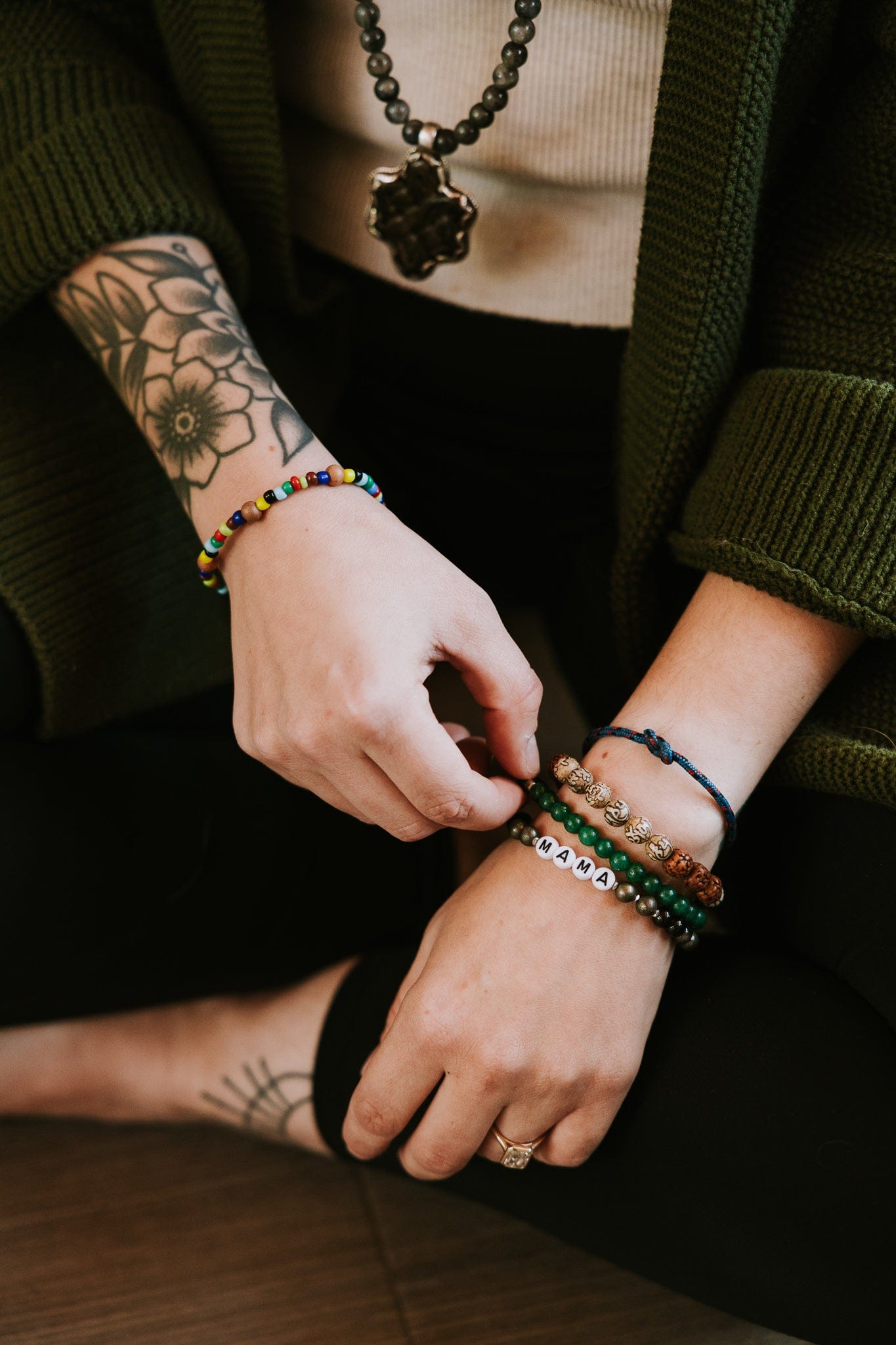 Mindful Minis™ Mala Bracelet - Multicolor Sandalwood - Image 6