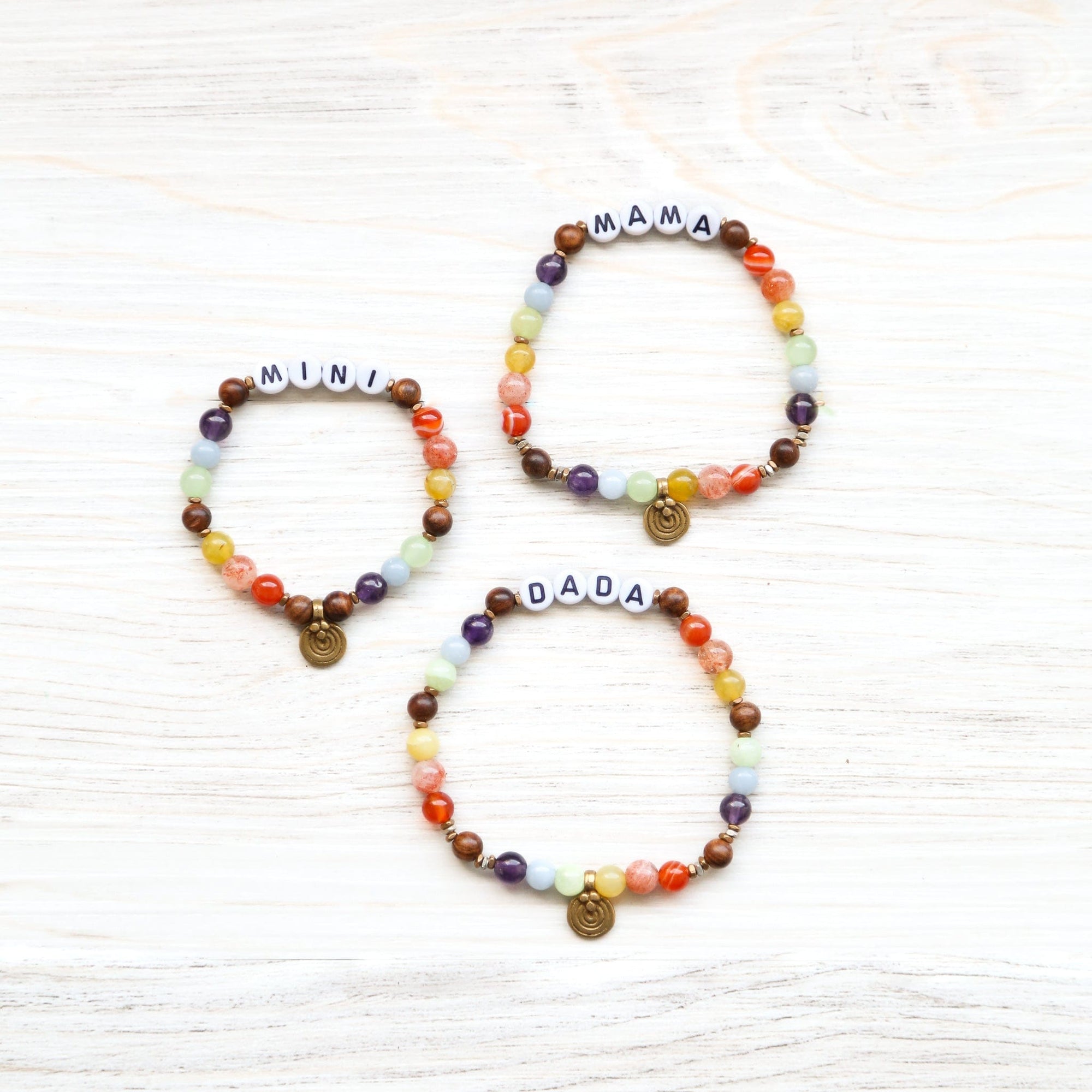 Mindful Minis™ Mala Bracelets - Rainbow Letter Set - Image 2
