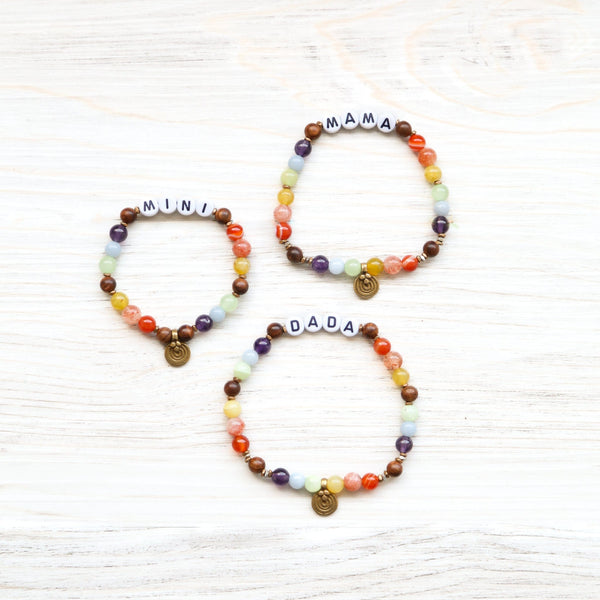 Mindful Minis™ Mala Bracelets - Rainbow Letter Set