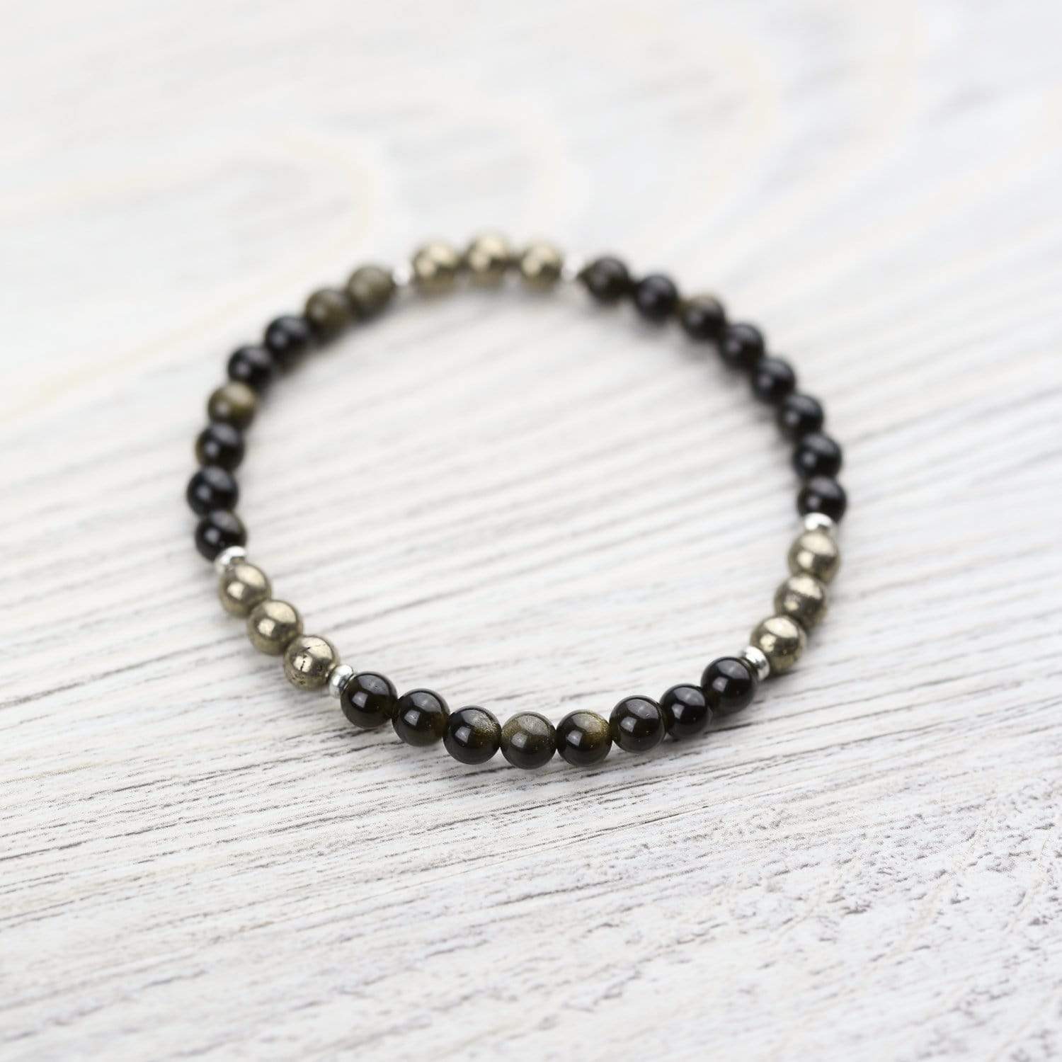 Obsidian & Pyrite Protection Bracelet - Image 2