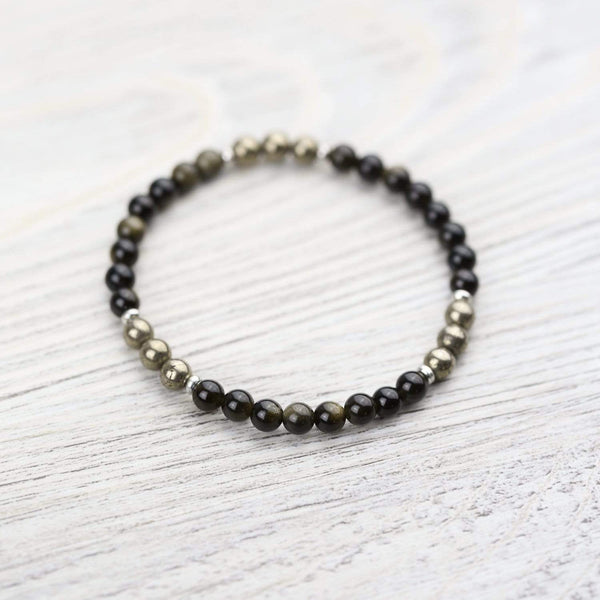 Obsidian & Pyrite Protection Bracelet