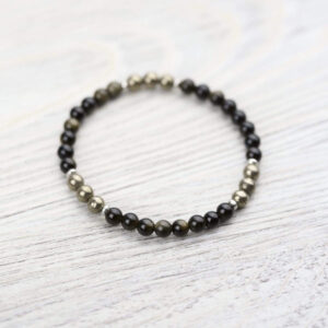 Obsidian & Pyrite Protection Bracelet