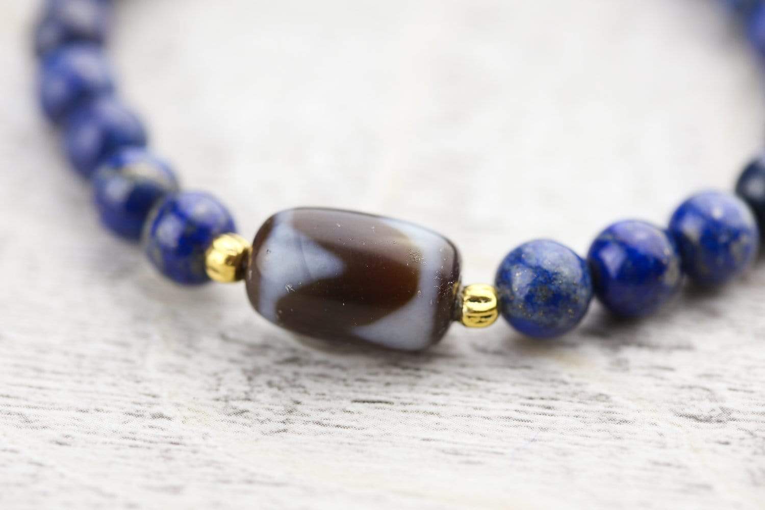 Powerful Lapis Tiger Dzi Wrist Mala - Image 4