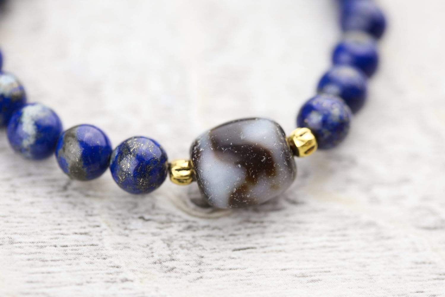 Powerful Lapis Tiger Dzi Wrist Mala - Image 7