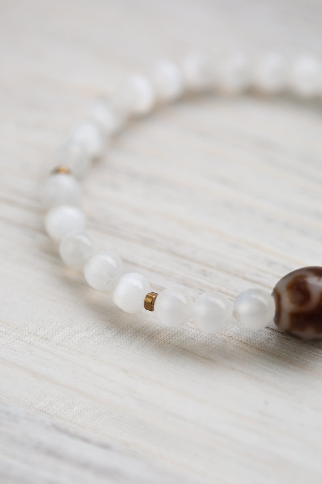 Selenite & Lotus Dzi Bracelet - Image 8