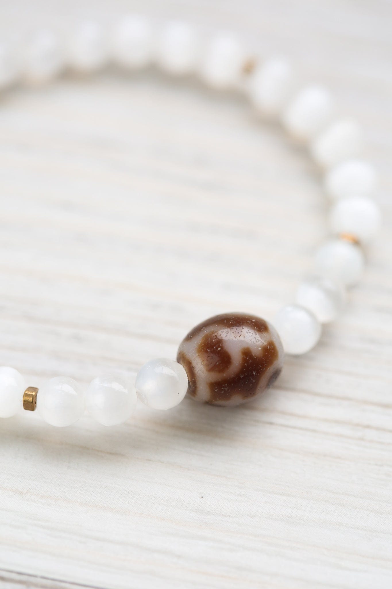 Selenite & Lotus Dzi Bracelet - Image 4