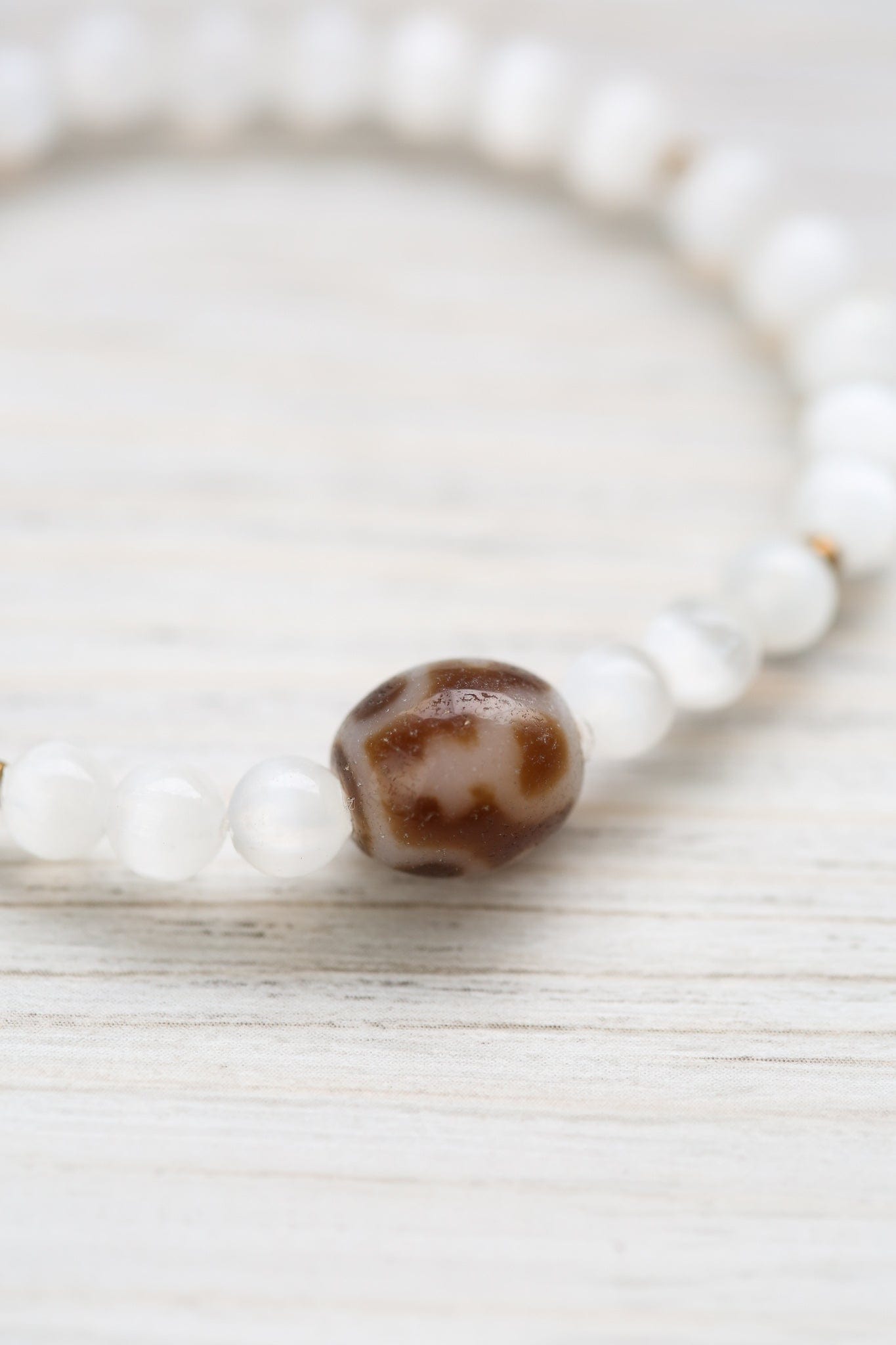 Selenite & Lotus Dzi Bracelet - Image 6