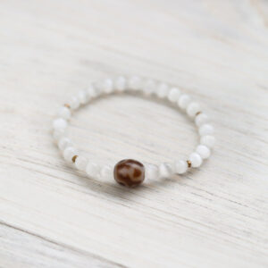 Selenite & Lotus Dzi Bracelet