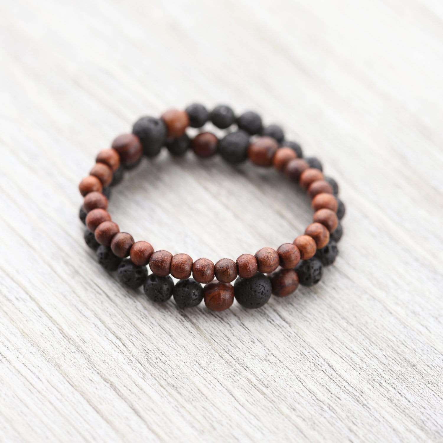 Healing Rosewood & Lava Rock Wrist Mala - Image 2