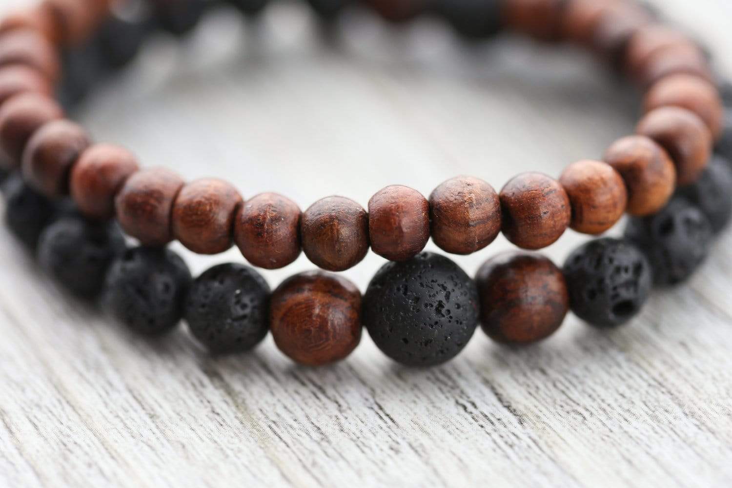 Healing Rosewood & Lava Rock Wrist Mala - Image 6
