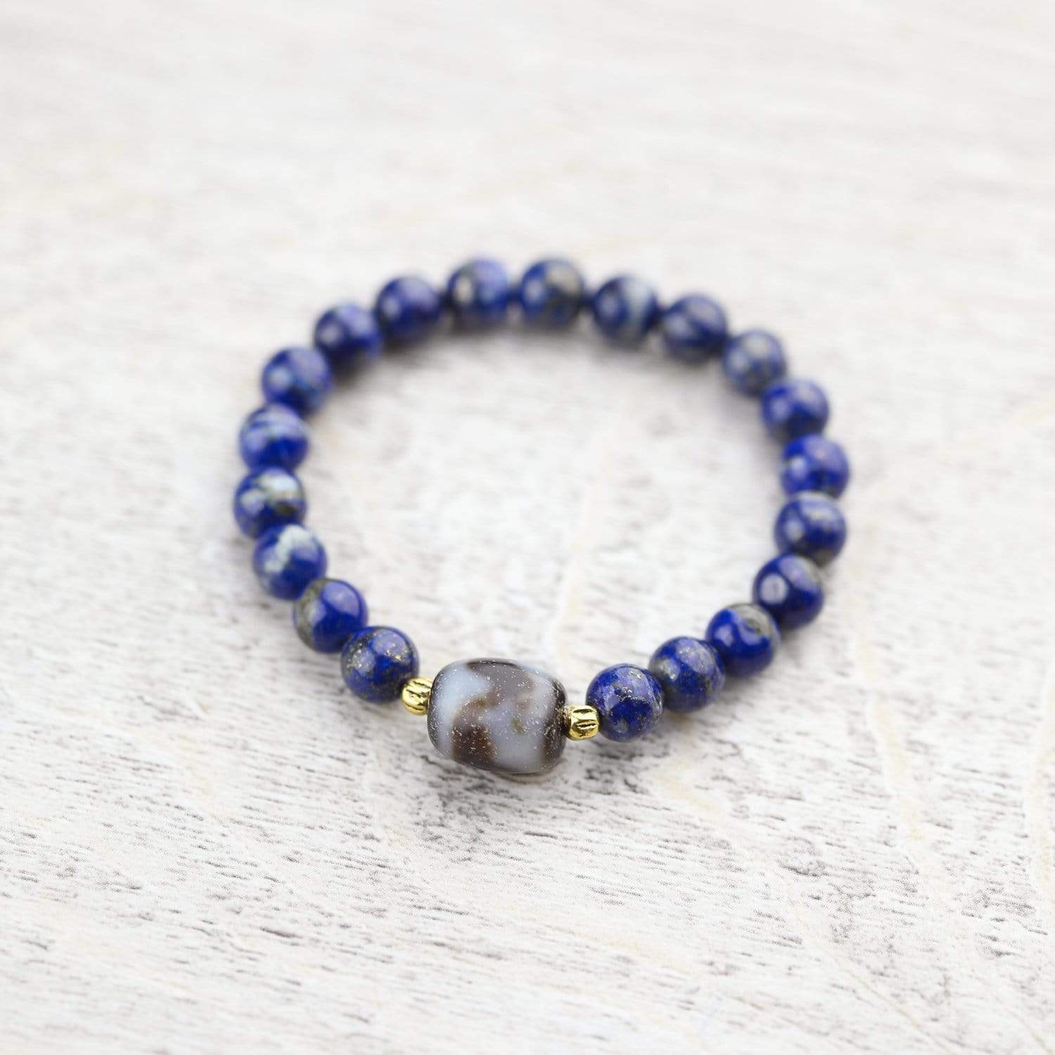 Powerful Lapis Tiger Dzi Wrist Mala - Image 8