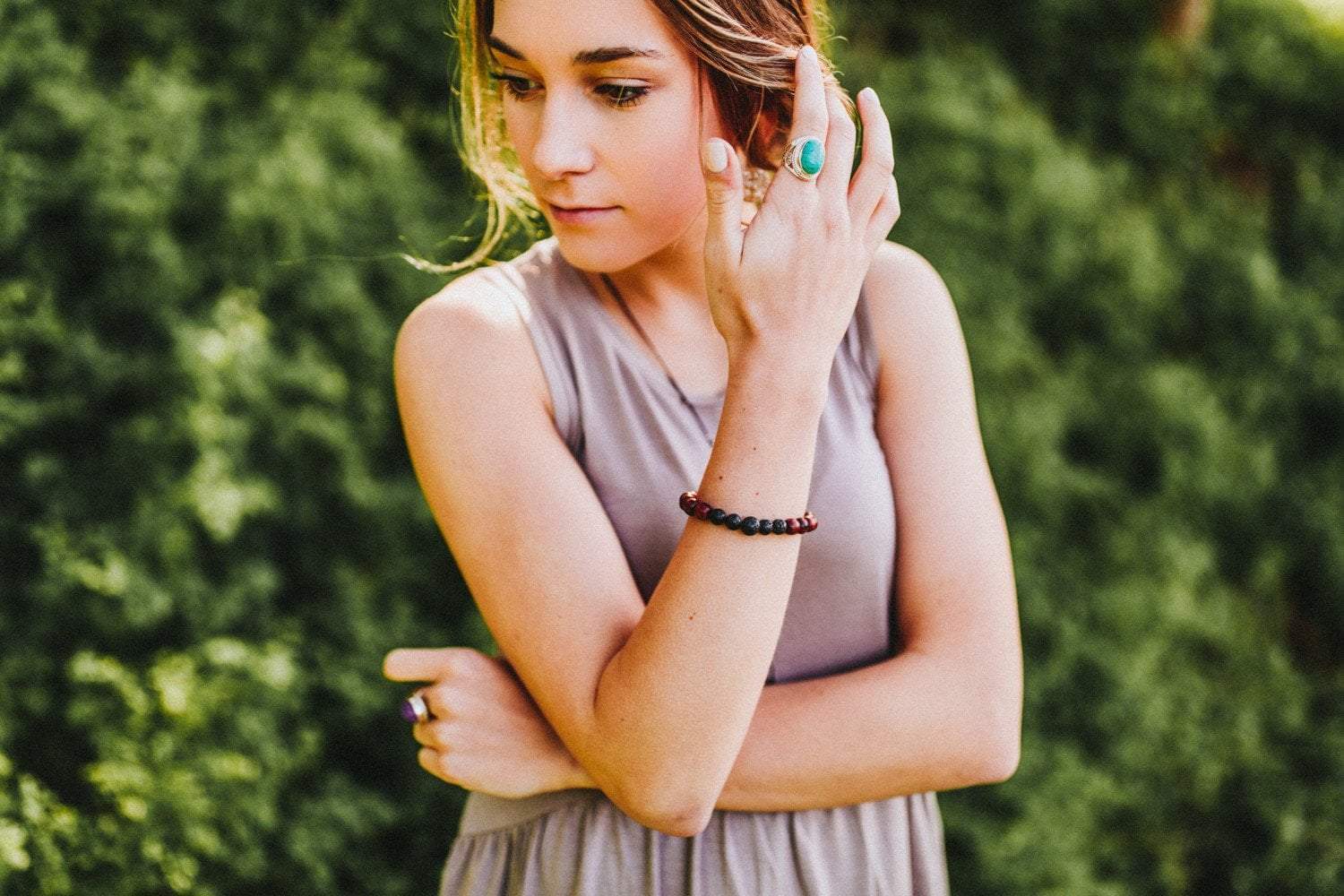 Healing Wood & Lava Rock Bracelet - Image 5