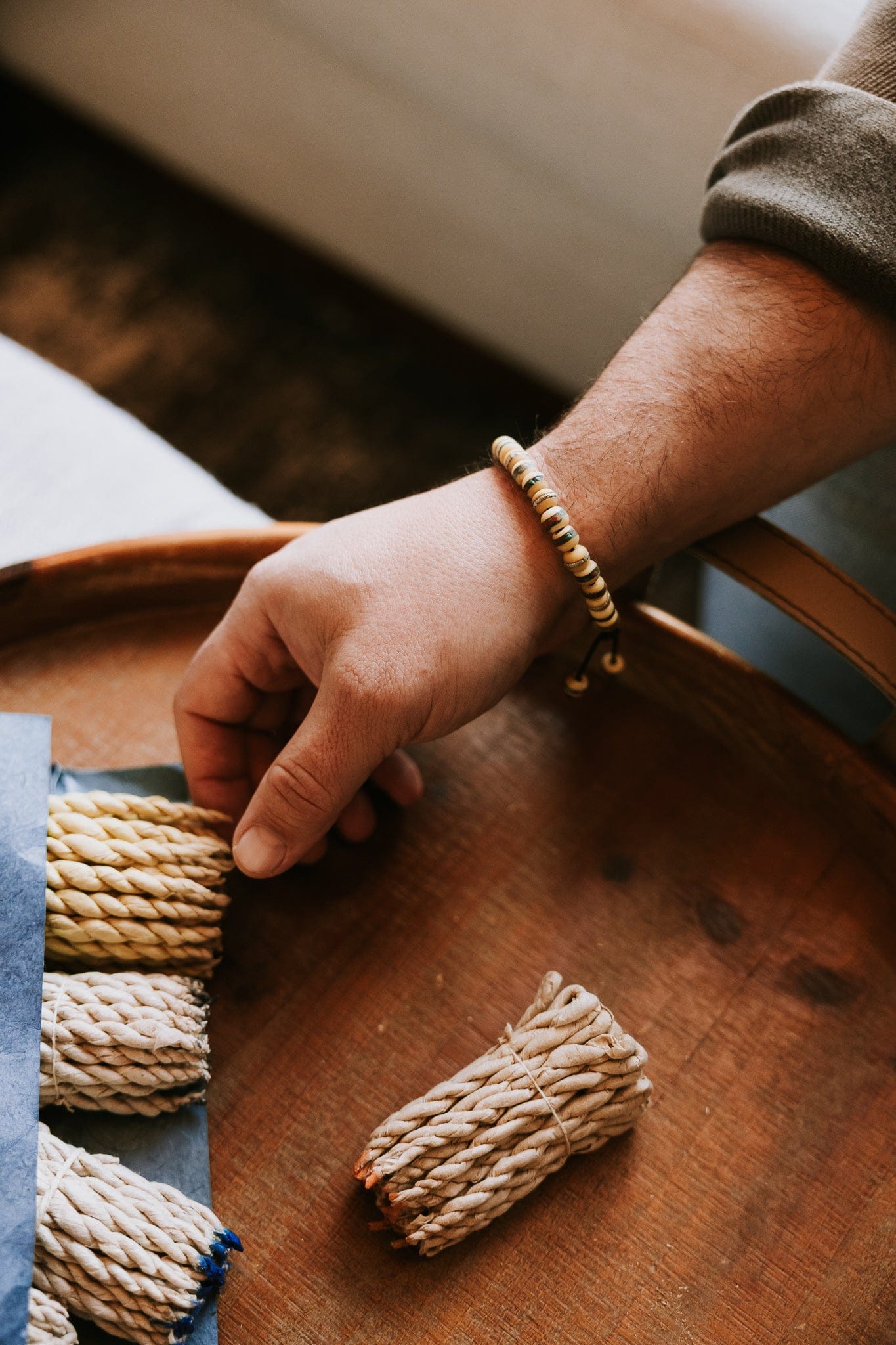 Traditional Inlaid Bone Wrist Mala - Image 3